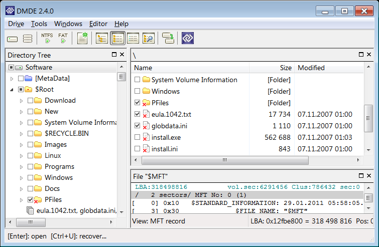 Disk Editor, Data Recovery on disks