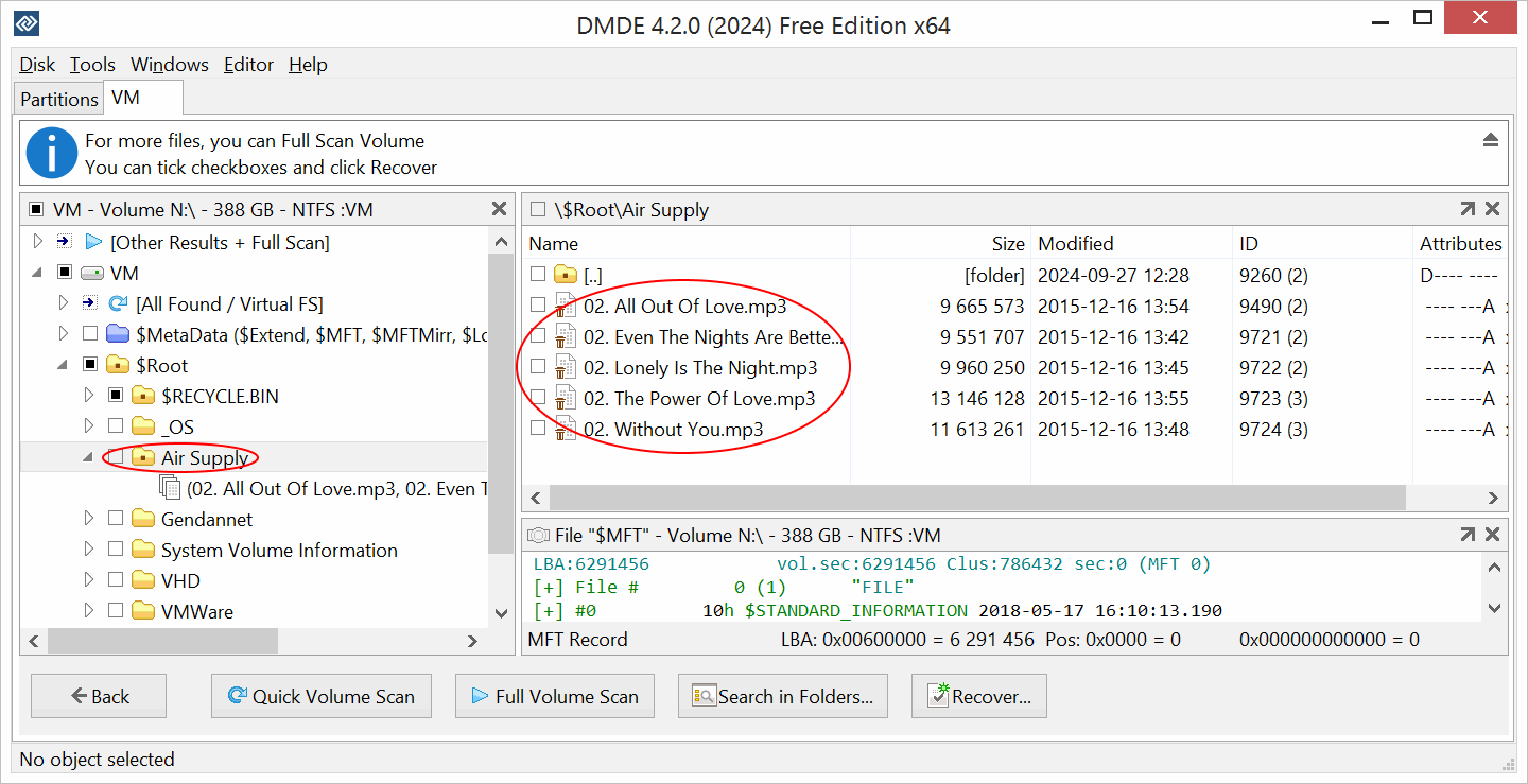 DMDE: Open the Directory