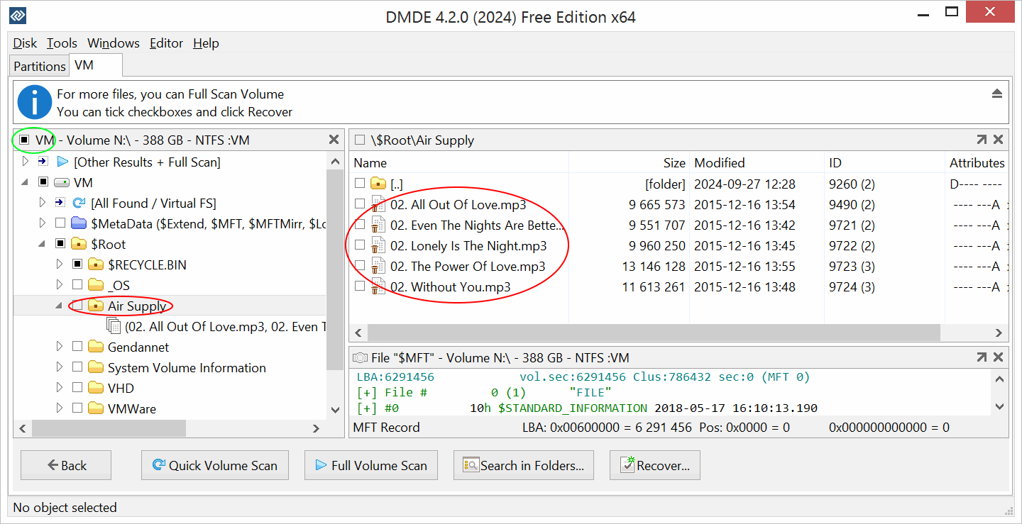 DMDE: Uncheck the Top-level Checkbox