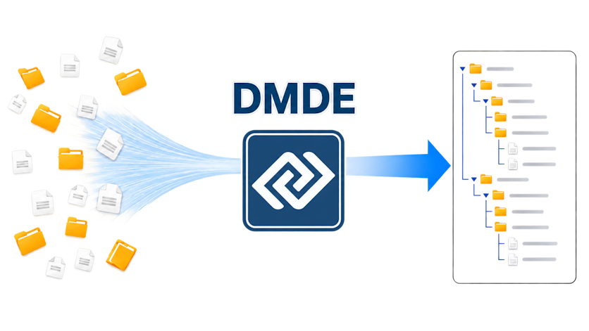 DMDE reconstructs original folder structure and file names